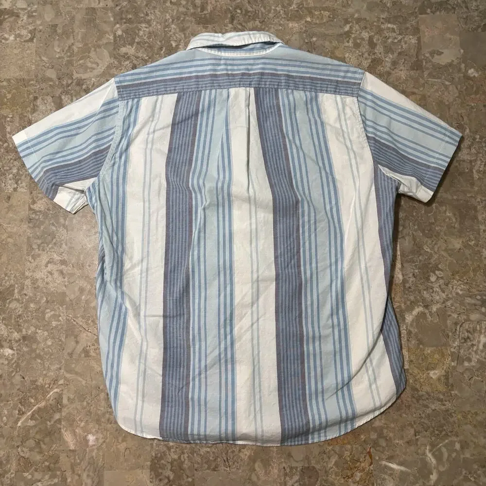 J Crew Shirt Mens Large Classic Blue Broken In Oxford Short Sleeve Button OCBD